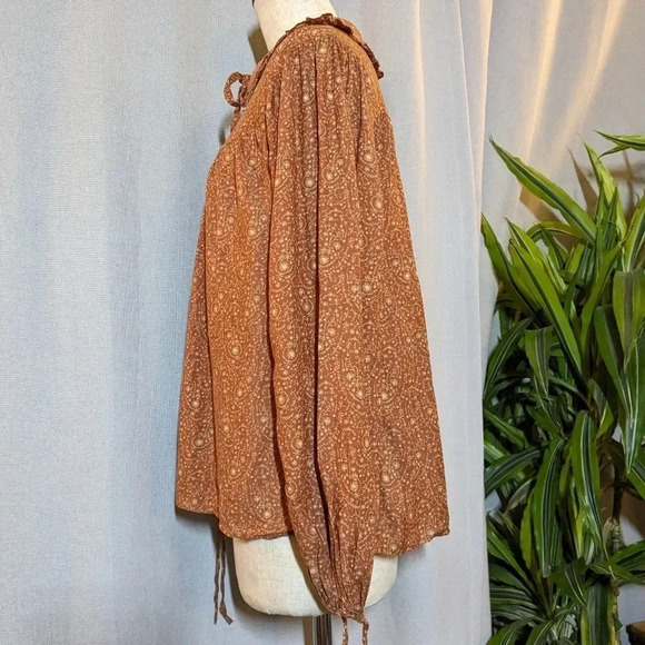 Doen Billie Jean Top Blouse Tamarillo Prairie Paisley Orange Ruffle Small - Picture 4 of 7